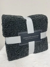 Hudson Park Collection Teddy Faux Fur Throw 50" x 70" Gray