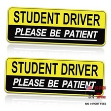 2pcs Student Driver Magnet for Car,Safety Warning Be Patient New Driver Yellow
