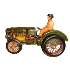 Vintage Country Style Tractor Figurine Very Large Rear Find Rotating Wheels