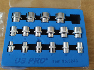 US PRO 16pz 3/8 Dr Prese poco profonde 12 punti 8 23mm 3248 #1
