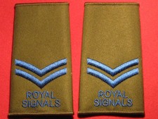 BRITISH ARMY ROYAL SIGNALS RANK SLIDES PAIR OF CPL RANK BADGE CHEVRONS NEW