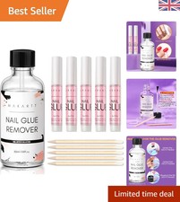 Nail Glue & Remover Kit: 5 Strong Glues with 30ml Easy-Apply Debonder for Nails