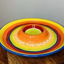Pier 1 Imports Feliz Stripes Chip And Dip Bowl Server