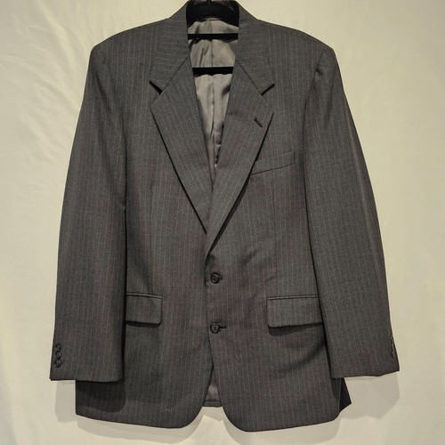 Hardy Amies, Vintage Hardy Amies Grey Pinstripe Suit Jacket Blazer Men's 44L Wool Classic