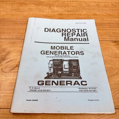 #ad GENERAC OEM DIAGNOSTIC SERVICE REPAIR MANUAL MOBILE GENERATORS IM NP Q SERIES $15.00