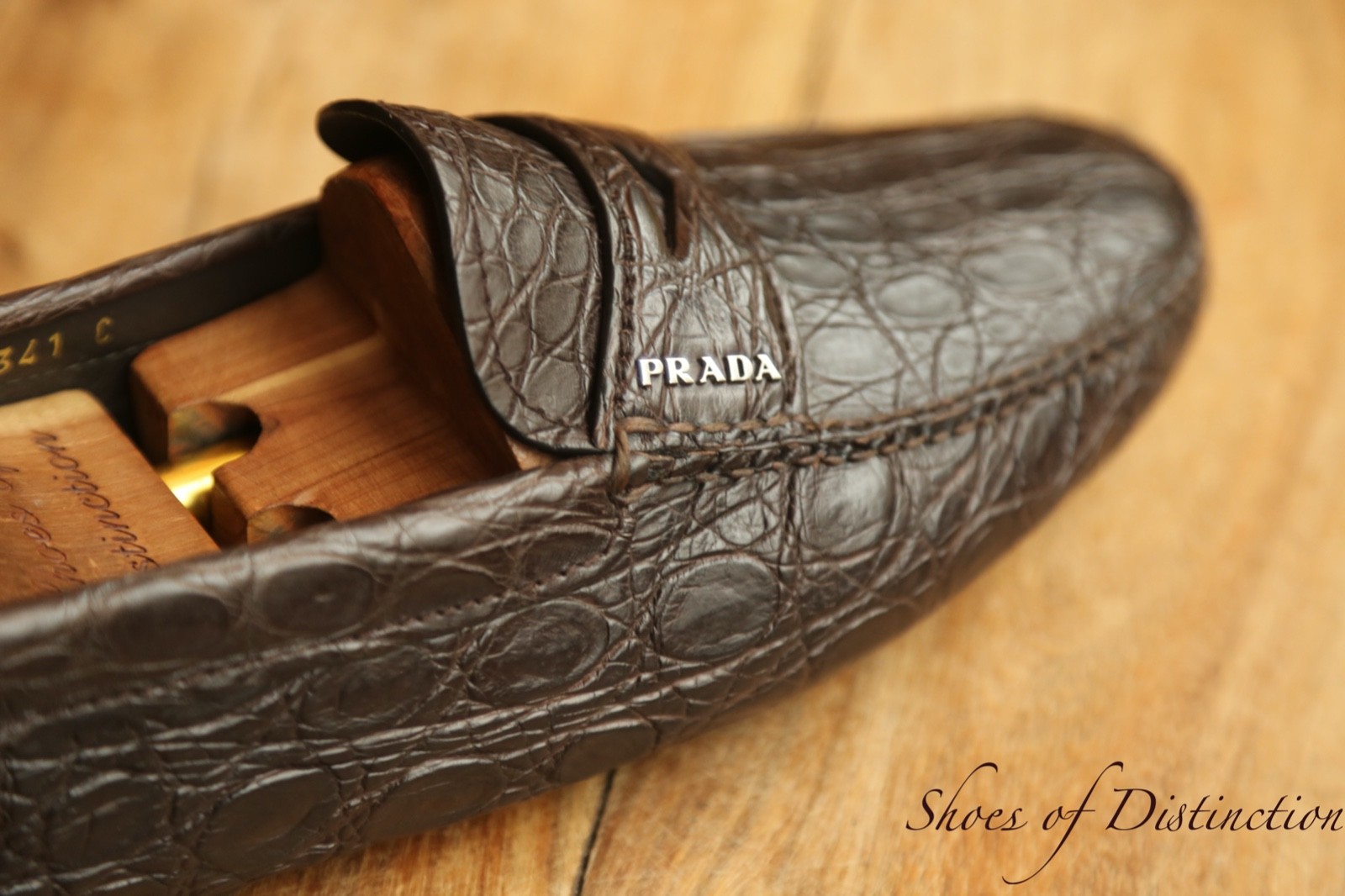 Prada Brown Crocodile Leather Driving Shoes Loafers Men's UK 6.5 US 7.5 EU 40.5