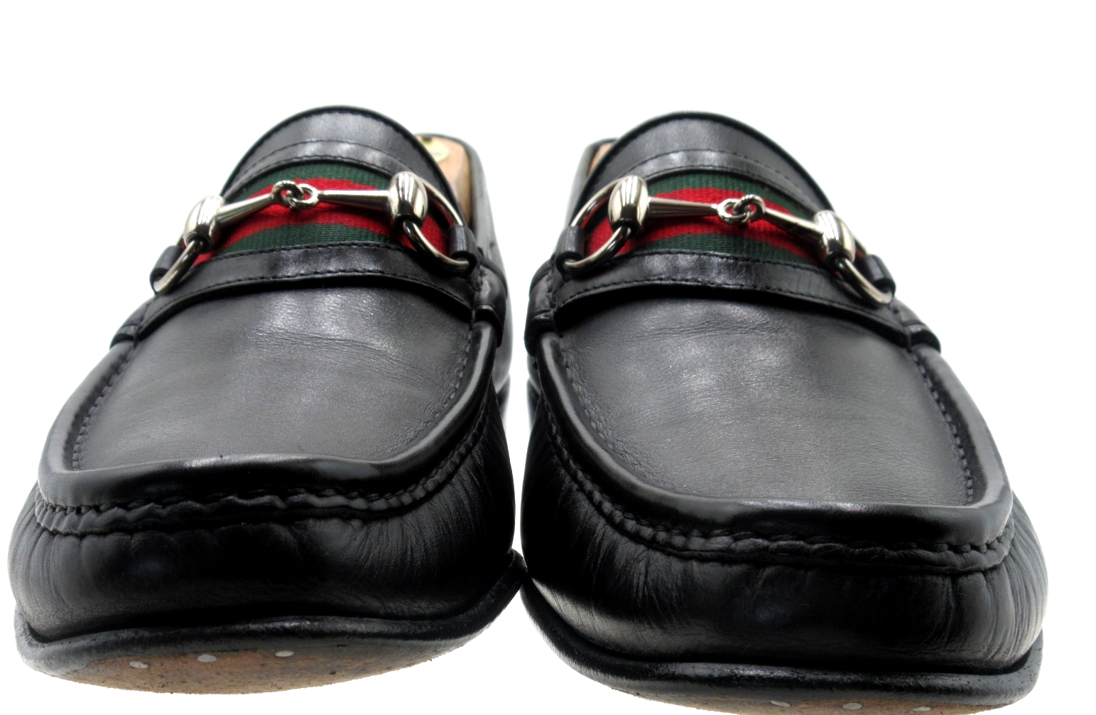 Men's Gucci Black Horsebit Apron Toe Italian Leather Loafers Size 10 D
