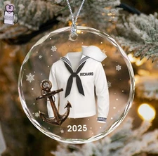 Personalized Sailor Uniform Ornament, Navy Sailor Christmas Ornament