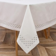 Linen Look Polyester Tablecloths for Rectangle Tables 70/160 TC1555 Silver...