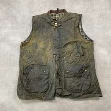 Barbour Westmorland Waistcoat Mens XL Waxed Cotton Utility Hunting Vest, Green