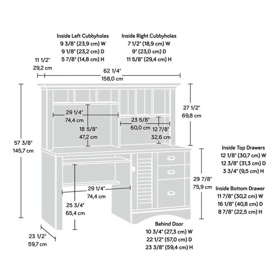 Sauder Harbor View Engineered Wood Computer Desk with Hutch in Curado Cherry - Image 3 of 4