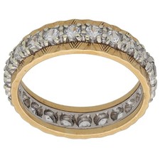 9ct Gold Ring 3.69g Eternity Imitation Gems Size M - Fully Hallmarked