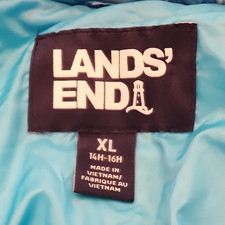 Lands' End Primaloft Insulated Abstract Blue Jacket Girls XL 14H-16H 