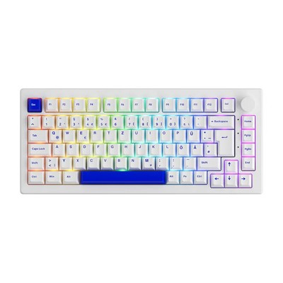Akko Kabellose mechanische Tastatur - 5075B Blue on White ISO DE RGB LED Hot Swap