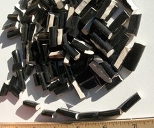 67 Black Broken Cut China Plate Rim Mosaic Tiles 1/2"
