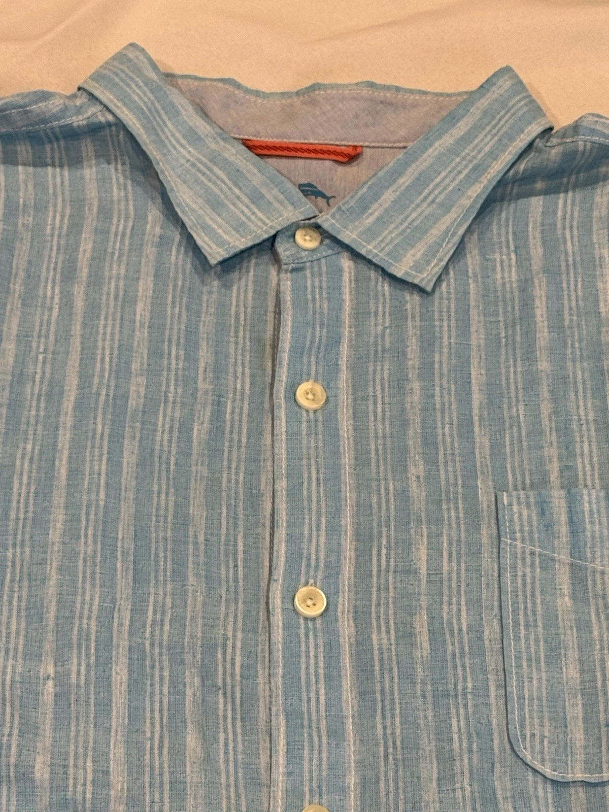 Tommy Bahama Relax Linen Shirt Men's 3XB Big Blue/White Stripes