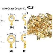 Non-Insulated Open Barrel Wire Crimp Ring Copper Terminal Connector M3-M10