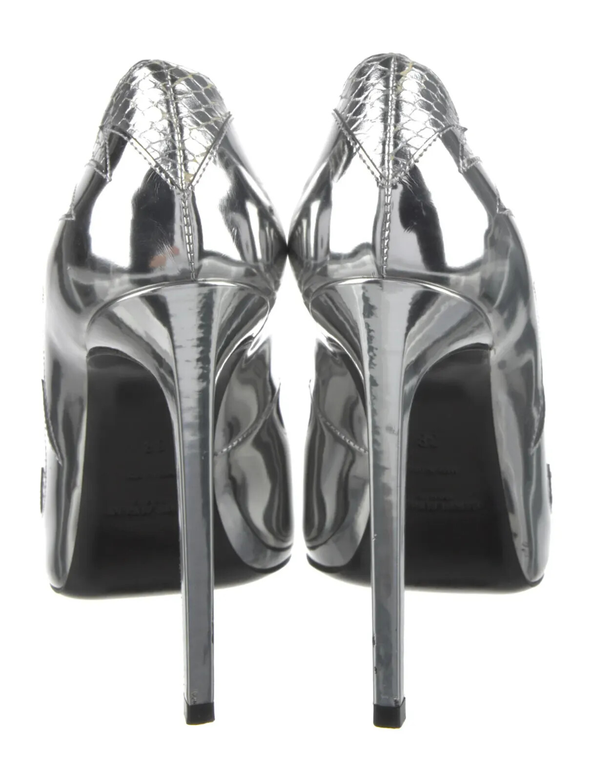 Décolleté in pelle argento Saint Laurent taglia 8 IT 38 ottime condizioni