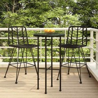 Barhocker 2 Stk. Schwarz 45X56X103,5 Cm Pe-Rattan Und Stahl