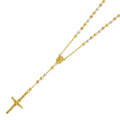 Men Women 14K Tri-color Gold Rosary 