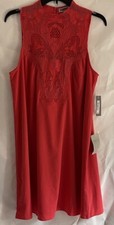 Chelsea28 Womens Shift Dress Red Lace Panel Sleeveless Knee Length M New NWT $99