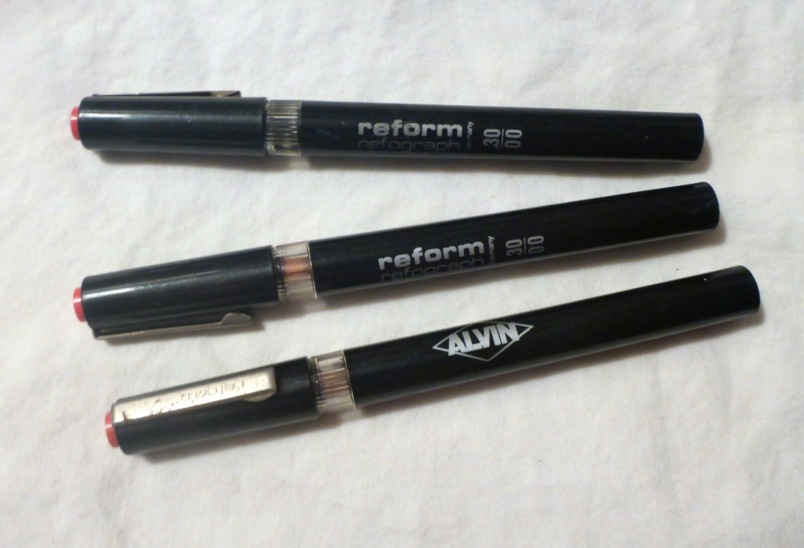 Lot of 3 preowned Alvin Reform Refograph 2 x 0 ( 00 ) Technical Pens