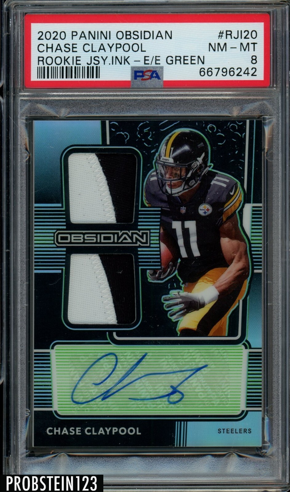 Chase Claypool Panini Obsidian Rookie Jersey Ink #RJI20 Electric Etch-Green