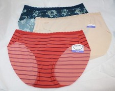NWT set of 3 JOCKEY WONDER EDGE 10995 BIKINI BEIGE ORANGE stripe BLUE FLORAL L
