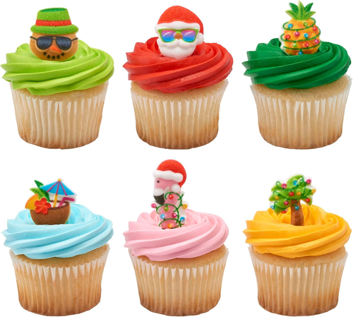 Sugar Dec-Ons® Tropical Christmas Assortment Sugar Cake Decorations, Ready to Us - Picture 3 of 4