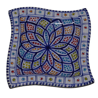 Plato de pared oriental pintado a mano decoración artesanía mediterránea cuenco 20 cm - Imagen 1 de 2
