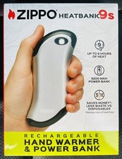 Zippo Silver HeatBank 9s Rechargeable Power Bank 5200 MAH Hand Warmer