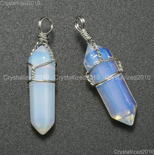 Natural Gemstone Hexagonal Point Reiki Chakra Pendant Necklaces Beads Wire Wrap - Picture 7 of 30