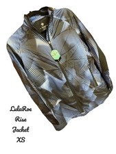 NWT LulaRoe Rise Determined Women  s Lightweight Jacket- Blk, Blue, White- XS