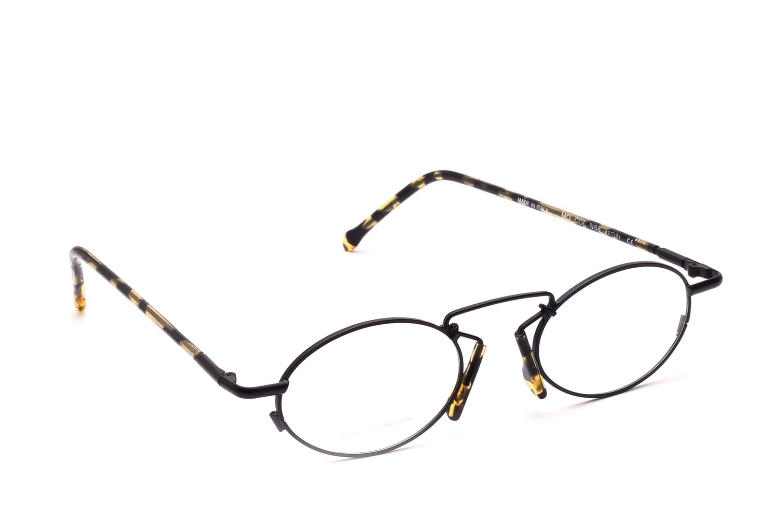 Насадка Brille Fassung Oval Metall Schwarz Gelb Muster 47-21 мм Damen Herren modern B8 10990₽