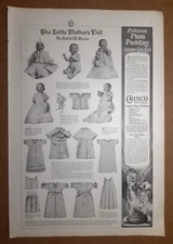 Vintage 1913 DOLL CLOTHES PHOTOS Magazine Page ~ CRISCO Ad ~ PLUM PUDDING Recipe