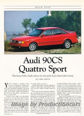 1992 Audi 90CS Sport Quattro Original Car Review Report Print