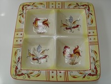 MAXCERA RED YELLOW ROOSTER 4-SECTION ANTIPASTO APPETIZER SNACK TRAY