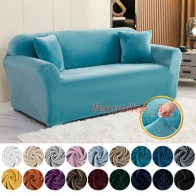 Elastic Velvet Sofa Cover Thick Warm Plush Slipcovers Living Room Longue Cover