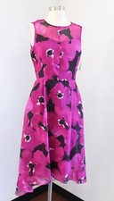 NWT Tahari ASL Levine Pink Floral Mesh Hi Lo Cocktail Party Dress Sz 4 Fit Flare