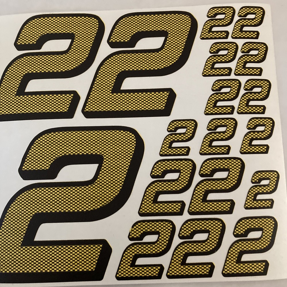 Yellow-w/ Carbon Fiber black #2 Racing Numbers Vinyl Decal Sheet -r/c car