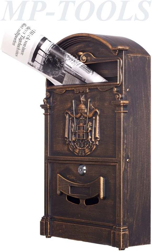 CASSETTA POSTALE PORTALETTERE ACCIAIO ZINCATO FINITURA BRONZO ANTICO TECHNOMAX - Immagine 2 di 3