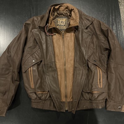 VINTAGE Authentic Adler Brown Leather Bomber Style Jacket Biker Mens Size XL