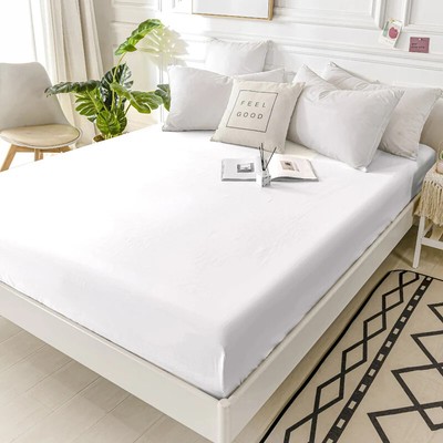 Cotton Fitted Bed Sheet With Elastic Band Bed Sheet Solid Color Mattress Cover