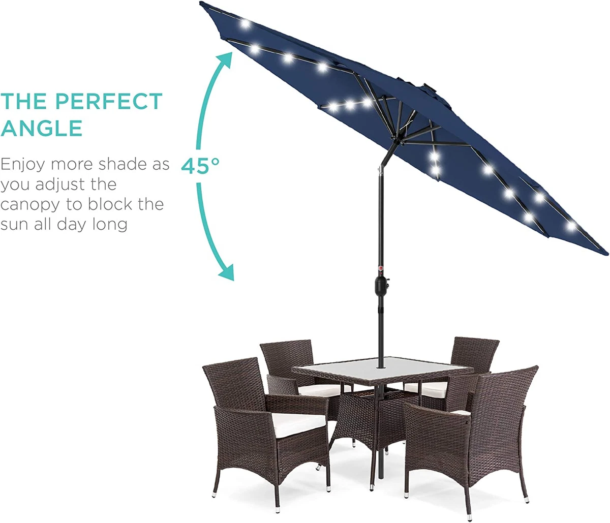 Blissun 9 Ft Solar Umbrella 32 LED Lighted Patio Umbrella Table Market  Umbrel... | eBay