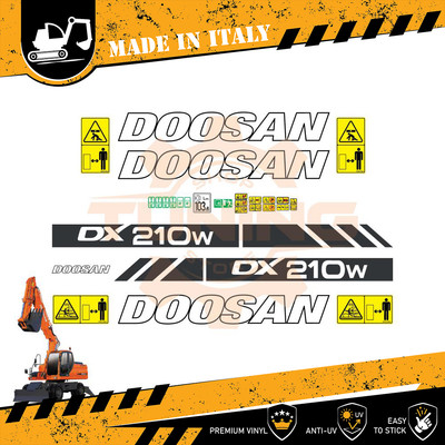 Aufkleber Abziehbilder Arbeitsausrüstung Doosan DX210W