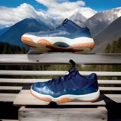NIKE AIR JORDAN 11 RETRO LOW PATENT LEATHER SNEAKER NAVY/GUM/WHITE