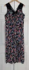 Vintage Nightgown Vanity Fair Black Floral Lace Full Length Size M 1050