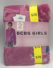 Girls Size S 7/8 BCBG 2-Piece Plush Hoodie  Legging Set Outfit Pink Gray