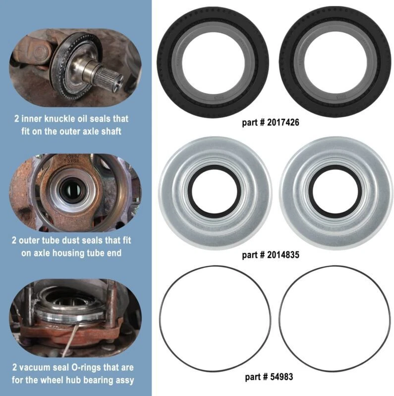 Kit de sellos antipolvo y sello de nudillo de vacío de eje delantero/junta tórica de cubo para Ford F450 F350  Foto 2 de 4
