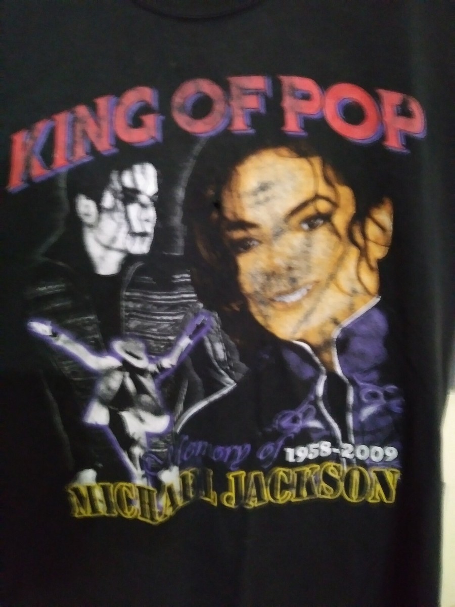 King Of Pop Michael Jackson In Memory 1958-2009 Black Large Shirt